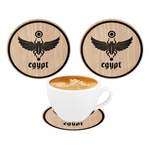  كوستر قاعدة اكواب خشب قطر 9 سم محفورة بالليزر اشكال - 2 قطعه - كود 7149-من رنا ستور 