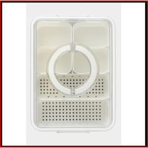 منظم ثلاجة وعلبة تسالي 6 خانات بغطاء – علبة تخزين متعددة الاستخدامات لحفظ المكسرات والوجبات الخفيفة