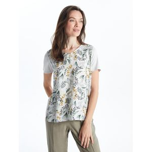 LC Waikiki V Neck Floral Short Sleeve Women's T-Shirt