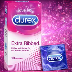 Durex دوريكس واقي ذكري مضلع إضافي Regular Extra Ribbed لزيادة الإحساس مع حماية وراحة – عبوة 10 قطع