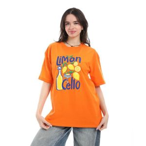 Andora Oversized Printed Cotton T-Shirt - Orange