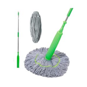 2-in-1 Self-Drying Mop with Rotating 360° Adjustable Microfiber Material, Wet & Dry Use, Bathroom/Office/Home/Outdoors