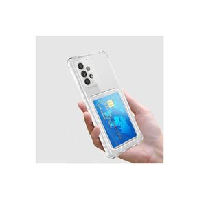 جراب محفظة شفاف لهاتف سامسونج جالاكسي A13 4G، مزود بفتحة للبطاقات، تصميم نحيف، جراب واقٍ ناعم من مادة TPU مقاوم للصدمات مع حامل بطاقات أنيق - شفاف