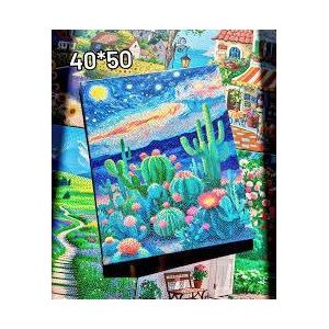 5D Diamond Mosaic Art Painting Kit – Starry Desert Cactus Scenery – Approx 50x40 cm HD Canvas – Includes Resin Rhinestones, Applicator Pen, Wax & Sorting Tray – DIY Handmade Wall Decor Craft Gift for Kids Teens Adults Ages 6+ (Shape & Color May Vary) 