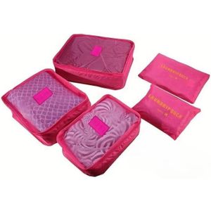 Pink 6 PCS Travel Storage Bags Set Clothes Tidy Packing Cubes Luggage Organizer Pouch Waterproof Oxford Mesh Cloth Travel Bag Organizer