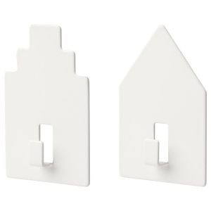 Hook, self-adhesive Two minimalist white wall hooks for light items.