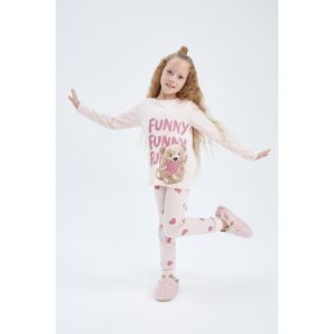 Defacto Girl Regular Fit Knitted Pyjamas - Lt.Pink