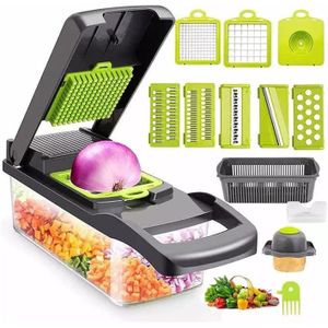 Vegetable Chopper Slicer Fruit Chopper 12 in 1 Multi-Function Vegetable Kitchen Multi-Function Diced Vegetable Potato Shredded Grater, Kitchen Potato Chip Slicer Grater Ginger shredded
