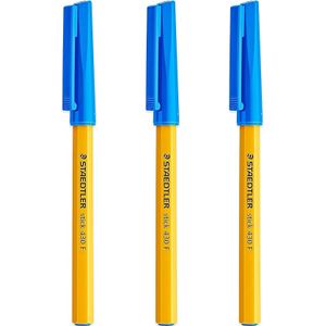 STAEDTLER Medium 0.5mm 430 Stick Ballpoint Pens Writing Pen Smooth - Black  & Blue Ink - Pack Of 6