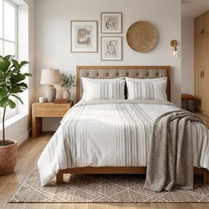 Family Bed كوفرته قطن ساده مزخرف مقاس 240x180 موديل 4114 