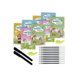 General Early Education 8PCS Reusable Arabic Magic Copy Book Set – Writing Groove WordPad for Kids – Calligraphy Practice with 2 Pens, 10 Refills & 2 Pen Aids – Learn Arabic Alphabet & Words – Ages 3+