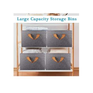 eBasket (4 pieces) Oxford storage box for organizing clothes, towels, bedding, children's toys and school supplies, foldable, size 47*28*20 cm (color may vary)