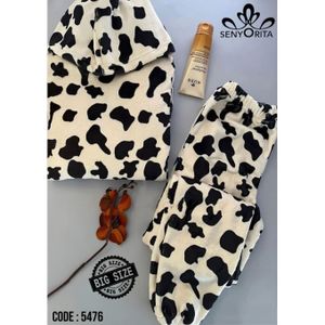 بيجامه شتوي حريمي قطيفه - بيج سايز