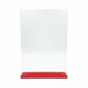 BEST MEDIA  Acrylic Sign Holder Clear Display Stand for Office Restaurant Home Shop Wedding A4 Vertical Red