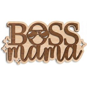 Premium Mother's Day Wooden Wall Art - 2-Layer 3D Laser-Cut MDF Wood Décor - 40cm Wide - Multiple Designs: Mother of the Year, Boss Mama, Blessed & More (Boss Mama)