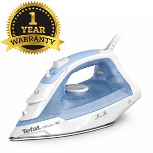 Tefal مكواة بخار تيفال FV2C41E2 بقوة 2000 وات تسخين سريع قاعدة غير لاصقة تحكم في البخار أداء قوي للكي اليومي لون أزرق