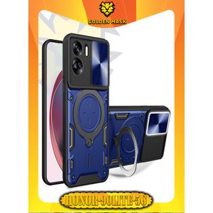 GOLDEN MASK جراب حماية مع باب جرار لحماية عدسة  الكاميرا المدرعة مدمج بزاوية 360 درجة - (ازرق) (Honor 90 Lite) جولدن ماسك لهاتف هونر 90 لايت