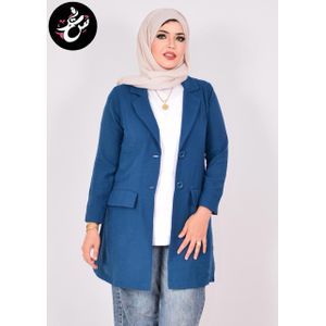 Women’s Long Linen Cotton Blazer – Casual & Formal Lightweight Summer Jacket – Elegant Hijab Blazer with Front Buttons and Pockets - Genzary