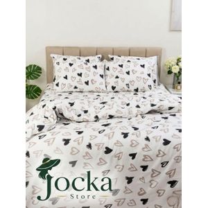 Jocka Premium 100% Cotton Patterned Duvet Cover Set, 3 Pieces -   Doodle Heart_ 240 * 240 cm 