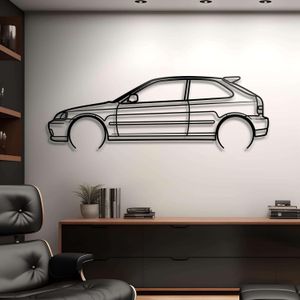 Giftaty JDM Vehicle Silhouette Wall Art – Automotive Decor for Garage, Man Cave, Office & Home – Wall art, office, home, room creative decor, framed posters (2000 Civic Type R, S)