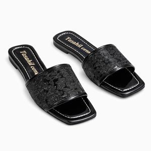 Tasahil center سليبر حريمى فلات جلد فى قماش