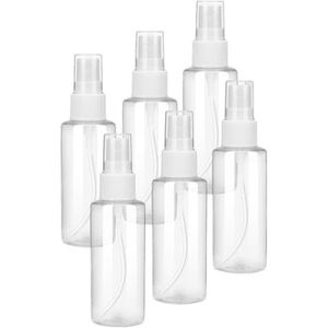 زجاجات بخاخ صغيرة سعة 100 مل- 3.38 اونصة، صغيرة محمولة من 6 قطع، للسفر، مصنوعة من بلاستيك بي اي تي لمحلول التنظيف