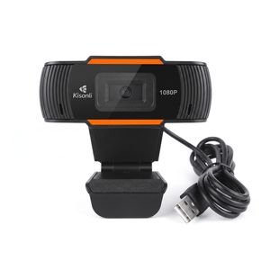 Kisonli كاميرا ويب Full HD 1080P مع ميكروفون مدمج وتعريض تلقائي AE - لون أسود - موديل HD-1085 - مثالية للاجتماعات والبث المباشر والتعليم عن بعد