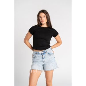 OUTDATED Ribbed Round Neck Short Sleeve - Black