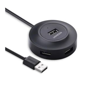 Ugreen  (20277) USB 2.0 4-Port Hub 480Mbps Data Transfer Adapter for PC, Printer, Keyboard, Mouse, Camera, 1M - Black