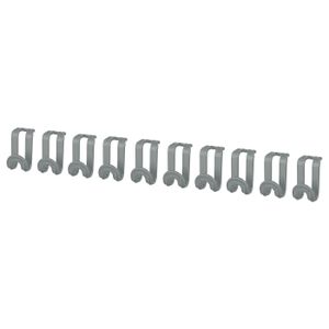 Hanger connector Ten grey plastic hooks, evenly spaced, designed for hanging additional items on existing hangers.