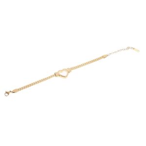 3Diamonds Fashion Stainless Steel Heart Shape Bracelet Suitable for Daily and Party Use Adjustable Size for Women - Gold H-S-ANS-19