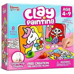 Klever Kits Air Dry Clay Painting, Air Clay Kit for Kids, 8 Pre-grooved Filling and Original Designed Boards, Easy Play and Non Toxic Material, Arts and Crafts for Kids Age 4-9