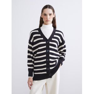 LC Waikiki V Neck Striped Women's Knitwear Cardigan