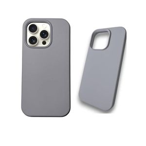 جراب سيليكون مصمم لهاتف iPhone 16 Pro max، بطانة من الألياف الدقيقة، مقاوم للصدمات، تصميم نحيف، ملمس ناعم، مانع للانزلاق، حماية كاملة للجسم (رمادي)