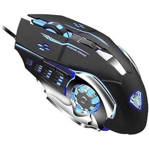 Aula AUL.A S20 Wired Gaming Mouse, Adjustable DPI Up to 3200, 6 Programmable Macro Buttons, High Precision Optical Sensor, Breathing RGB Lighting, Ergonomic Design, Compatible with PC Laptop