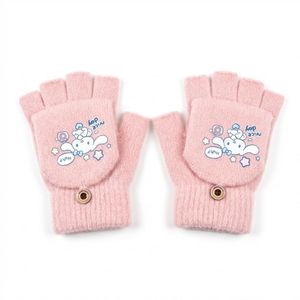 قفازات شتوية للأطفال نصف أصبع مع غطاء قابل للطي تصميم كرتوني لطيف جوانتي صوف ناعم محبوك لتدفئة اليدين في المدرسة واللعب ألوان متعددة للأولاد والبنات
