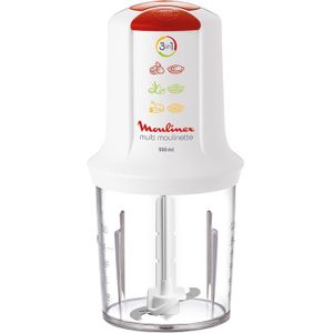 Moulinex مولينكس قطاعة مولينيت متعددة الاستخدامات 3 في 1، قطاعة 500 مل، 500 واط، سرعة واحدة ووظيفة تربو، شفرات ستانلس ستيل قابلة للازالة، لون ابيض، AT7151EG