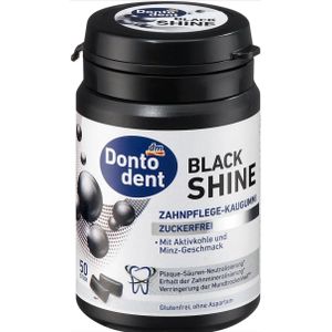 Dontodent Chewing gum, Black Shine with activated charcoal, sugar-free, 50 pieces, Sugar-Free Chewing Gum,Mint Flavor Gluten-free,