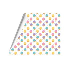 Gift Wrapping Paper with Colourful Cupcake Pattern, White Background,Wrap size (50x70)