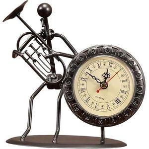 Metal Musician Figurine Desk Clock, 19x16x9 cm