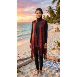 Goodclothes كارديجان دانتيل بوهيمي طويل مزين بالشراشيب.