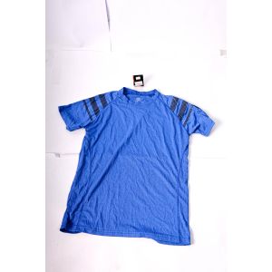 Caesar basic fabric short sleeves sport tshirt blue printed shoulder-blue-L
