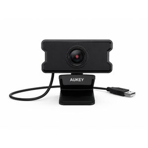 Aukey كاميرا ويب Full HD 1080P بدقة 1920 1080 بكسل مع ميكروفون رقمي مدمج واتصال USB 2.0 - موديل PC-W10 - لون أسود - مثالية للعمل عن بعد والاجتماعات والبث المباشر