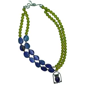 3Diamonds Malika Natural Onyx Necklace with Owl Pendant - Multicolor