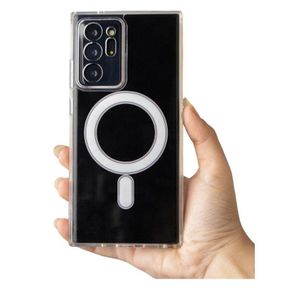 جراب مغناطيسي شفاف لهاتف سامسونج جالاكسي نوت 20 ألترا - متوافق مع ماج سيف، حافة من مادة TPU الناعمة، تصميم نحيف، مقاوم للصدمات، مقاوم للاصفرار