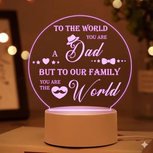 هدايا الاب من الابنة، هدية عيد ميلاد للاب، افضل هدية للاب، مصباح ليلي من الاكريليك، هدايا الاباء من الابنة، 16 لون من الضوء، جهاز تحكم عن بعد، يعمل بمنفذ USB،