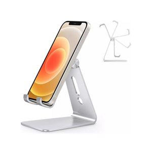 Omoton C2 Adjustable Cell Phone Stand, Aluminum Desktop Cellphone Stand with Anti-Slip Base and Convenient Charging Port, Fits All Smart Phones