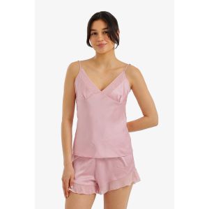 Carina Ruffled Satin Pyjama Set