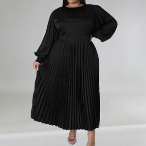 Wholesale Dropshipping Plus Size Dresses Elegant 4xl 5xl Solid Color Round  Neck Short Sleeve Irregular Loose Womens Lon