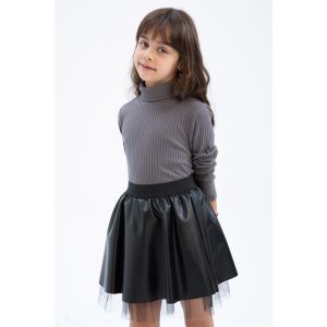 Defacto Girl Turtle Neck Regular Fit Long Sleeve T-Shirt - D.Grey